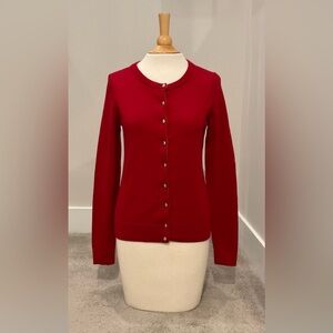 Banana Republic Classic Crewneck Cardigan, Merino Wool Blend, Red, Size S